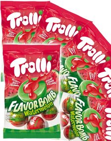 1780272000_121 stk Trolli Flavor Bomb Watermelon - Geleballer med Surt Flytende Fyll - Hel Eske 1,57 kg