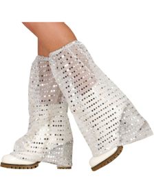 Hvite Leggvarmere med Sølv Polka Dots