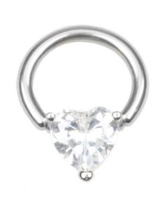 BCR Piercing med Hjerteformet Klar Sten