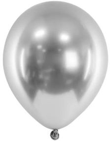 5 stk Glossy Mirror Sølvfargede Ballonger 46 cm
