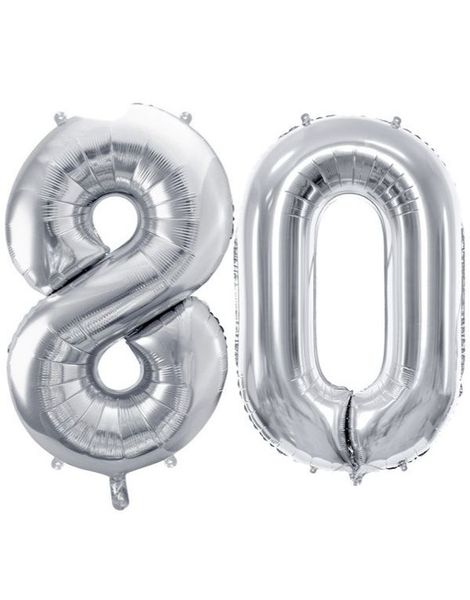 80 år ballonger - 35 cm sølv