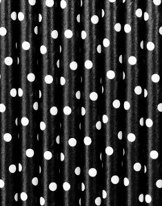 10 stk Svarte og Hvite Polka Dot Sugerør