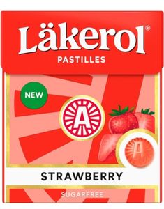 Läkerol Strawberry Sugarfree / Sukkerfrie Pastiller med Jordbærsmak 25 gram