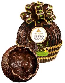1785974400_1Grand Ferrero Rocher Dark - Stort Hult Mørkt Sjokoladeegg med Hasselnøttbiter 125 gram