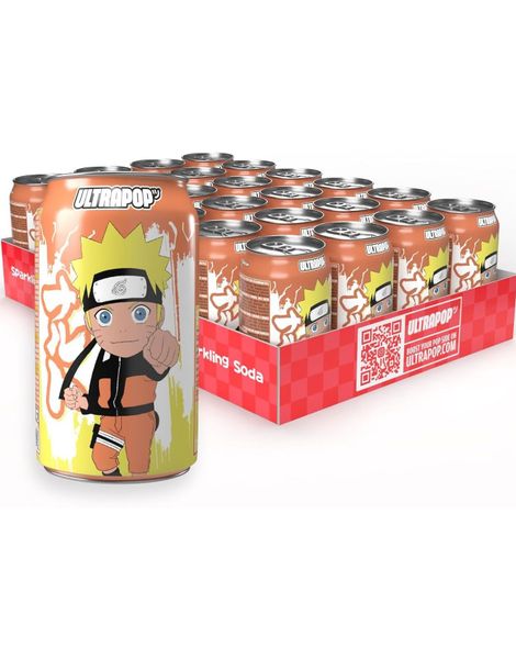 24 stk Naruto Orange Soda - Brus med Appelsinsmak - ULTRAPOP - Helt Brett 24x330 ml (Japan)