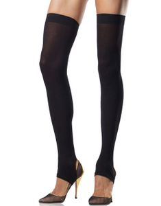 Stirrup Stockings - Svarte Strømper med Kant under Foten