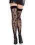 Netting Lårstrømper med Korsmønster – Svart