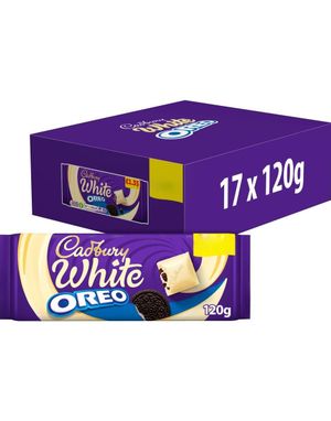 17 stk Cadbury White Oreo - Hvit Sjokoladeplate med Oreobiter 120 gram - Hel Eske