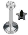 Labrett Piercing med Stjerneformet Svart Sten