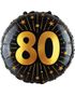 80-års Feiring - Svart og Gull Folieballong 46 cm