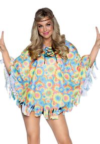 Pastell Hippie Poncho og Hodebånd