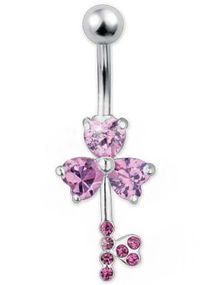 Special Love Key Pink - Navlepiercing i Ekte Sølv