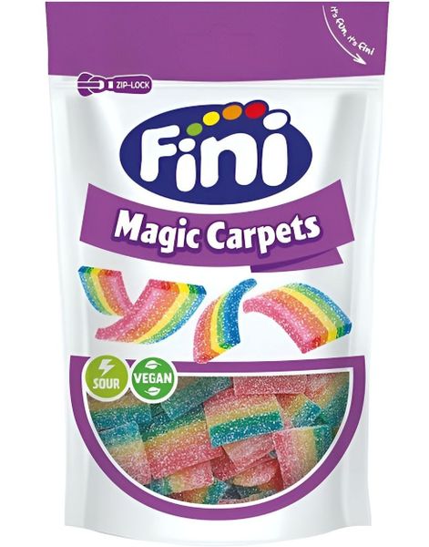Fini Sour Magic Carpets - Sure Regnbuefargede Vingummimatter 165 gram