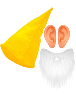 Gul Dverg Sett - Hatt med Ører og Skjegg