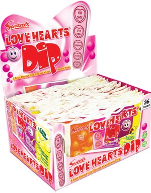 36 stk Swizzels Love Hearts Dip med 3 Smaker