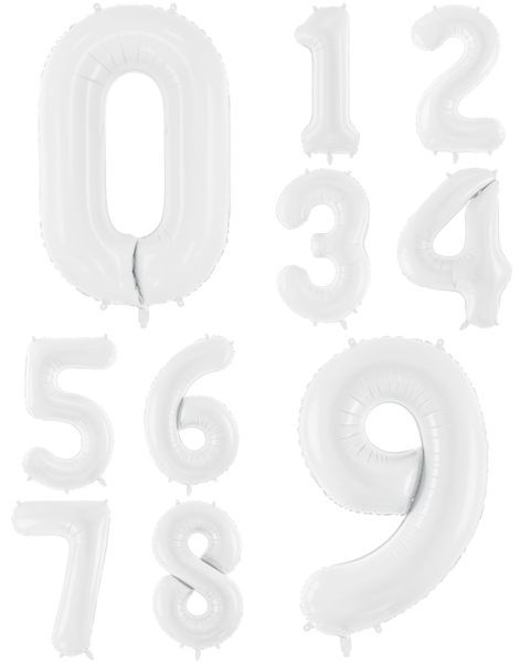 JUMBO Hvit Tallballonger 0-9 - 86 cm