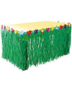 Grønt Hawaii Bordskjørt med Fargerike Blomster 274x74 cm