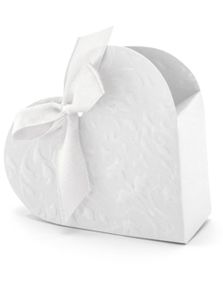 10 stk Hvite Hjerteformet Gaveesker 9x10x3 cm
