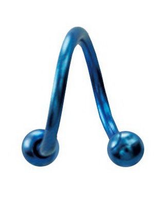 Twister - 1,2 x 8 mm Blå Øyenbrynspiercing
