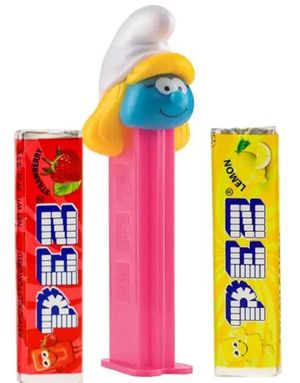 Smurfine Pez-Holder med 2 stk Pez Pakker
