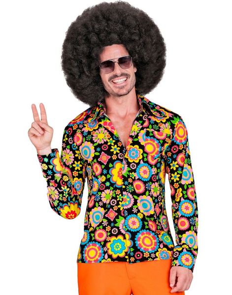 60's Blomstrete Mørk Hippie Kostymeskjorte til Herre