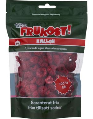 Frukost! Hallon - Pose med Frysetørkede Bringebær 50 gram
