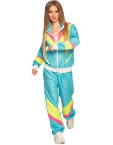 Neon Blå 80-talls Grilldress med Lommer til Dame