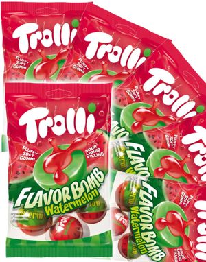 21 stk Trolli Flavor Bomb Watermelon - Geleballer med Surt Flytende Fyll - Hel Eske 1,57 kg