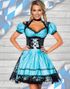 Svart Luksus Dirndl Oktoberfestkjole med Blomstermønster i Blått