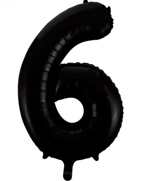 Tallet 6 - Svart JUMBO Folieballong 86 cm