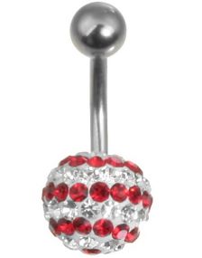 Stripete Disco Ball Navlepiercing - Rød/Hvit