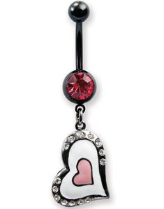 New Love Navlepiercing med Stener - Hvit