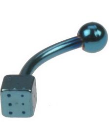 Banan With Dice & Ball - 1,2 x 8 mm Blå Øyenbrynspiercing