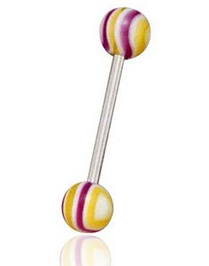Stripete Gul/Rosa/Hvit Tungepiercing