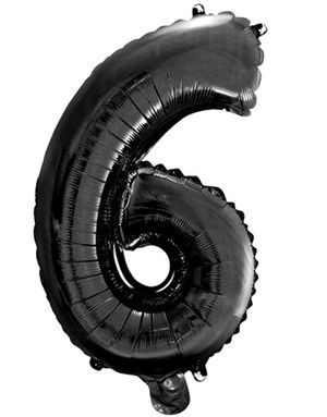 Tallet 6 - Svart 41 cm Liten Folieballong