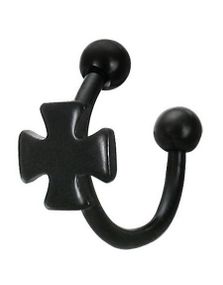 Ridderkors - 1.2 x 10 mm Svart Øyenbrynspiercing