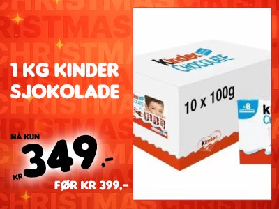 10 stk 8-Pakninger Kinder Sjokolade - Hel Eske 1 kg