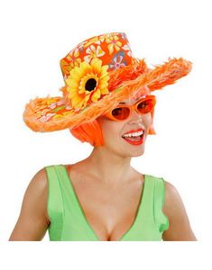 Blomstermønstret Orange Hatt med Blomst