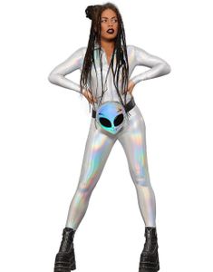 Mirror Holografisk Catsuit Damekostyme