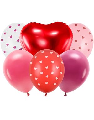 6 stk Forskjellige Ballonger - "Be Mine Valentine" Ballongbukett