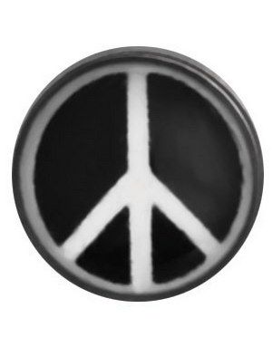 Peace Hvit/Sort - Dermal Anchor 4 mm Kule med 1,2 mm gjenger