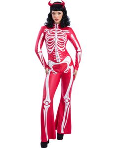 Rød og Hvit Djevel Skjelett Jumpsuit til Dame