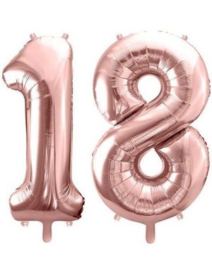 18 år ballonger - 35 cm rosegull