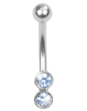 Two Stones - Øyenbrynspiercing med Blå Stener - 1.2 x 8 mm
