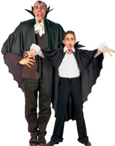 Svart Vampyr Kappe m/Stående Krave - Onesize