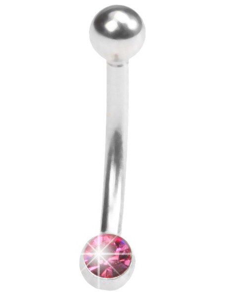 Øyenbrynspiercing med Rosa Sten - 1.2 x 8 mm