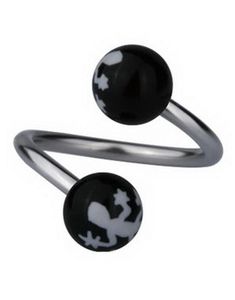 Øyenbrynspiercing med Salamander - Svart/Hvit - 1.2 x 10 mm
