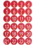 48 stk 1-24 Nummer Klistremerker til Gavekalender med Julemotiver