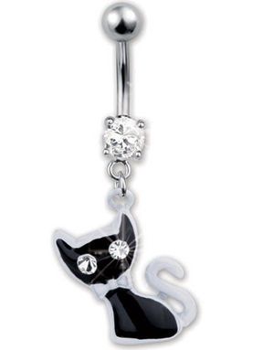 Freaky Kitty Navlepiercing - Svart/Hvit