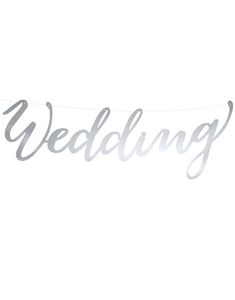 Wedding - Sølvfarget Bokstavbanner med Tråd 44 cm
